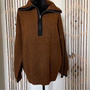 BTFBM Half Zip Pullover Sweater Jumper Womens Camel Brown XL NWT